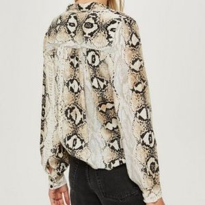 Topshop Snake Print White Blouse Top Sz8